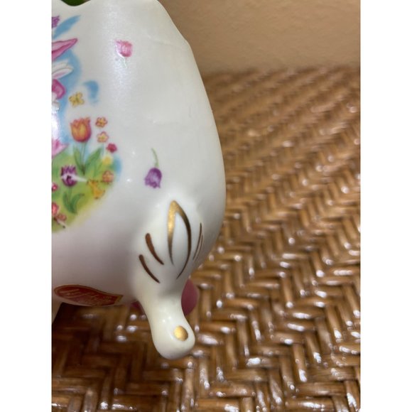 Vintage Geo Z Lefton Egg Cup Vase Handpainted Girl Flowers Spring Easter - Picture 11 of 14